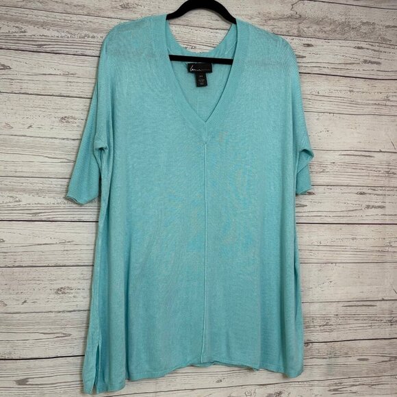 Lane Bryant Aqua Half Sleeve Knit Top 14/16 - Picture 2 of 7